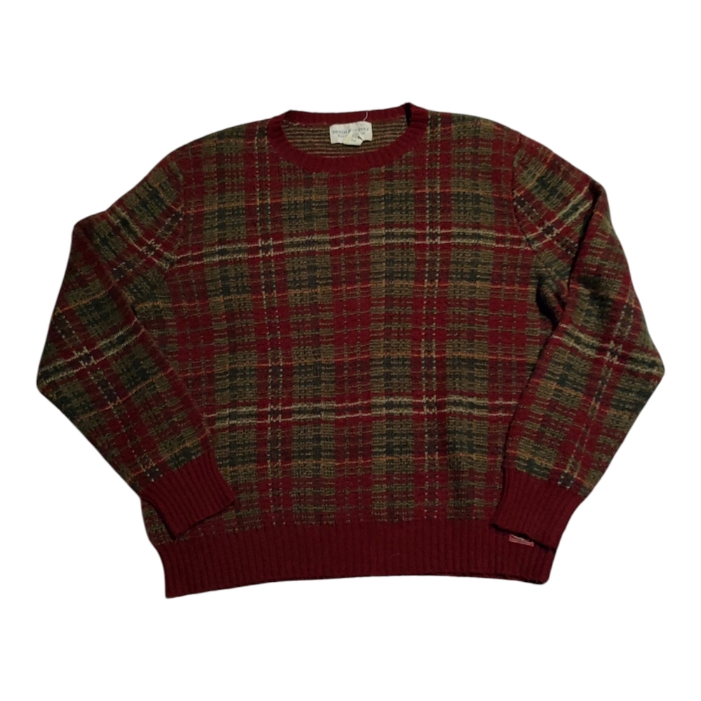 Denim & Supply Ralph Lauren Red Green Plaid Lambswool Mohair Sweater XL